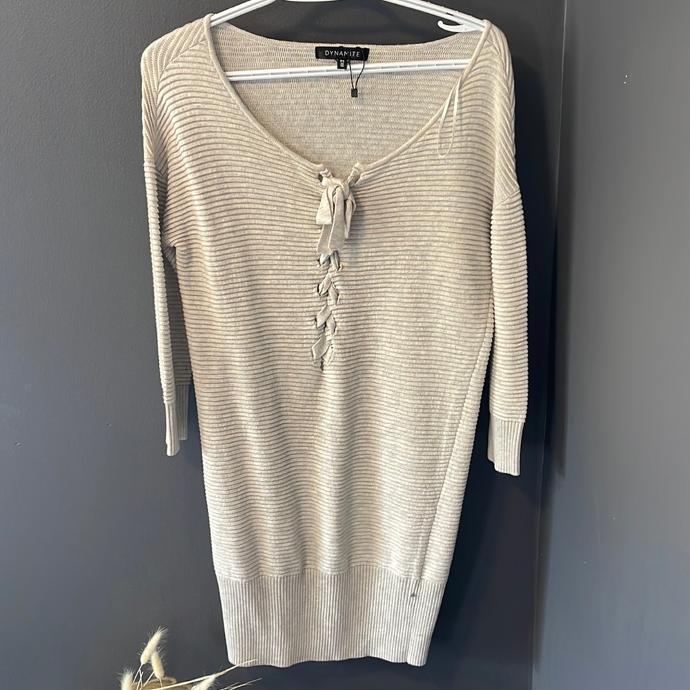 Cream dynamite sweater dress